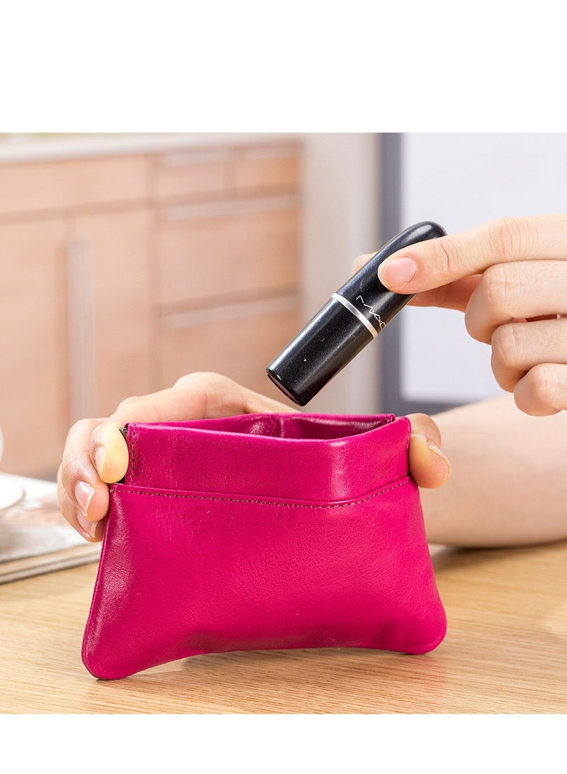 Meetion 1 Piece Mini PU Leather Coins Purse Changes and Cards Holder Squeeze Small Pouch Pink - Image 5