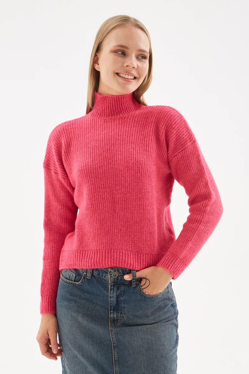 Fashion Friends Slim Fit Stand Collar Sweater Women's Sweater 24K0116K1