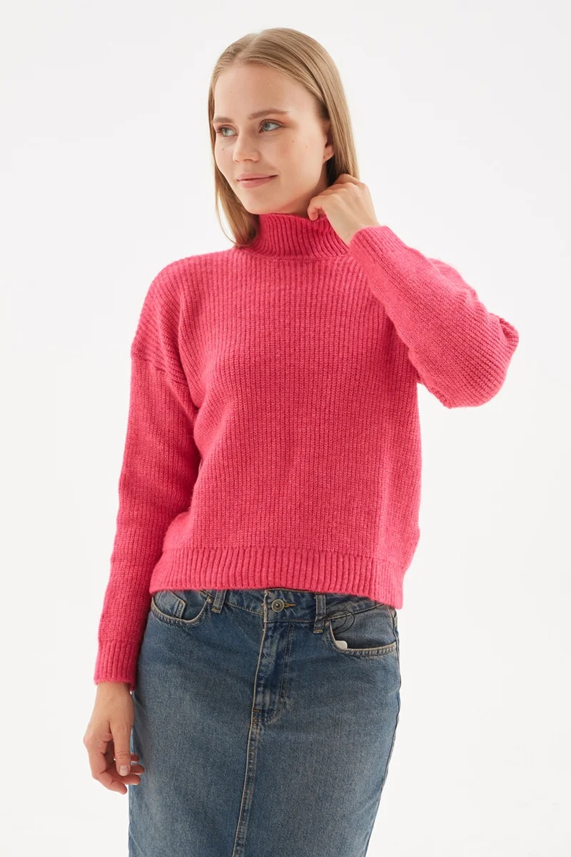 Fashion Friends Slim Fit Stand Collar Sweater Women's Sweater 24K0116K1