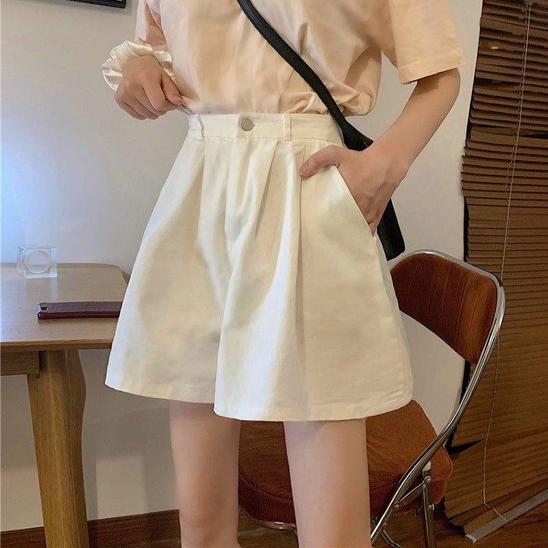 chubby girl plus size Casual Shorts Womens Summer 2023 New High Waist Slimming Loose Outer Wear All-match A- shaped Wide Leg Pants Purple