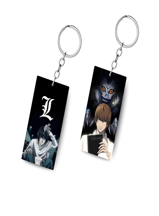 ADRAIL STORE Premium (Pack of 2) Death Note Anime Printed Long Keychain For Bike, Scooty, Car, Acrylic Keyholder (Death note-3) - Image 1