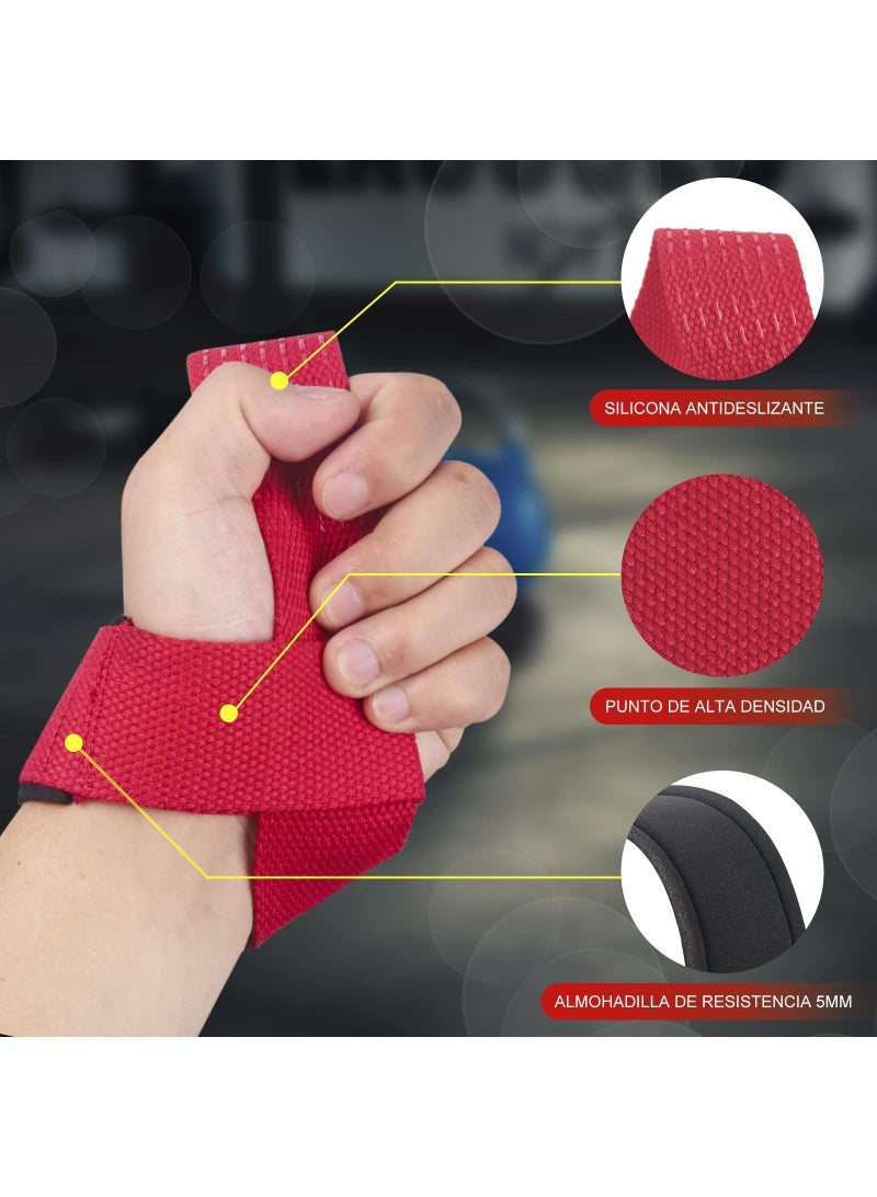 SKDK 1 Pair Lifting Straps Deadlift Gym Wrist Straps Weightlifting With Neoprene Cushioned Wrist Padded And Anti-Skid Silicone For Weightlifting Bodybuilding Xfit Strength Training - Image 5