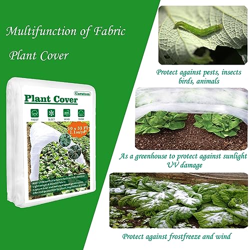 Garutom Plant Covers Freeze Protection 10ft x 33ft 1.1 oz Frost Cloth Plant Freeze Protection, Frost Blankets for Outdoor Plants Winter or Floating Row Covers Shade Cloth for Gardens, Vegetables - Image 2
