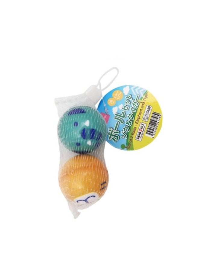 Daiso Elephant & Tiger Ball Set, Blue & Orange, 2 Pieces, 4.5cm - Image 3