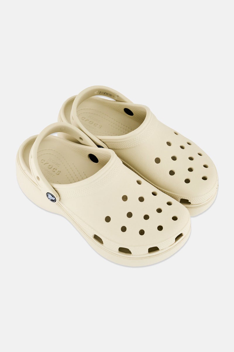 crocs Women Brand Logo Slingback Clogs, Cream - Image 2