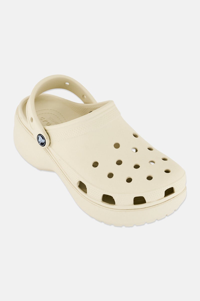 crocs Women Brand Logo Slingback Clogs, Cream - Image 1