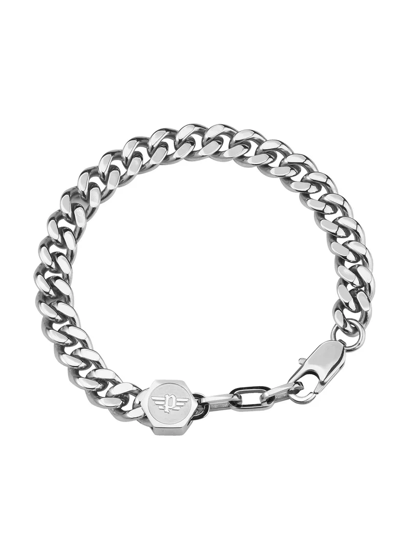 بوليس Hinged Shiny Silver Bracelet for Men L