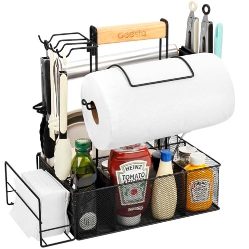 Geesta Grill Caddy - BBQ & Picnic Caddy with Paper Towel & Magnetic Tool Holders, Condiment Storage for Camper & Tailgate - Image 1
