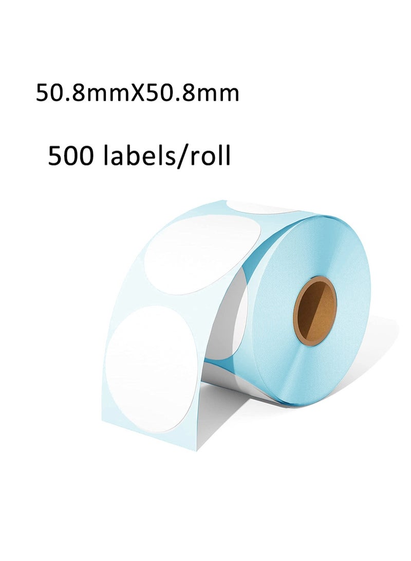 Generic Colorful Round Thermal Label, Waterproof Multi-Purpose Self-Adhesive Name Tags Coding for DIY 50.8mm*50.8mm 500Pcs (White)  - Image 2