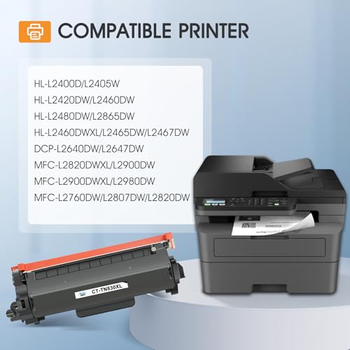 Cool Toner TN830XL TN830 TN 830XL 830 Toner for Brother Printer DCPL2640DW HLL2460DW Replacement for Brother TN830 XLVR 830 XL TN830XL Cartridge MFCL2820DW HLL2405W HLL2400D HLL2480DW Black High Yield - Image 3