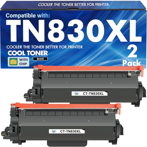Cool Toner TN830XL TN830 TN 830XL 830 Toner for Brother Printer DCPL2640DW HLL2460DW Replacement for Brother TN830 XLVR 830 XL TN830XL Cartridge MFCL2820DW HLL2405W HLL2400D HLL2480DW Black High Yield - Image 1