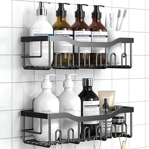 Homeor Self Adhesive Bathroom Shelf I Wall Mounted Bathroom Organizer I Shower Caddy Shelf Organizer Rack I Multifunctional Bathroom Rack for Bathroom, Living Room & Kitchen Accessories, Pack of 2 - Image 1
