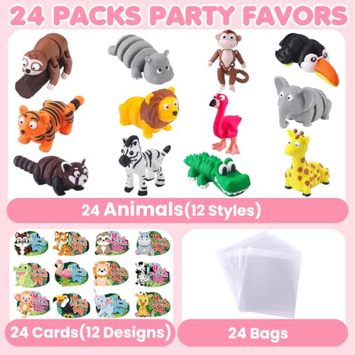 Celltestria 24Pcs Valentines Mini 3D Printed Forest Animals for Kids 12 Styles 3D Printed Figurines with Cards for Party Favors Valentines Fidget Toys for Classroom Prize Rewards Gifts Exchange - Image 5
