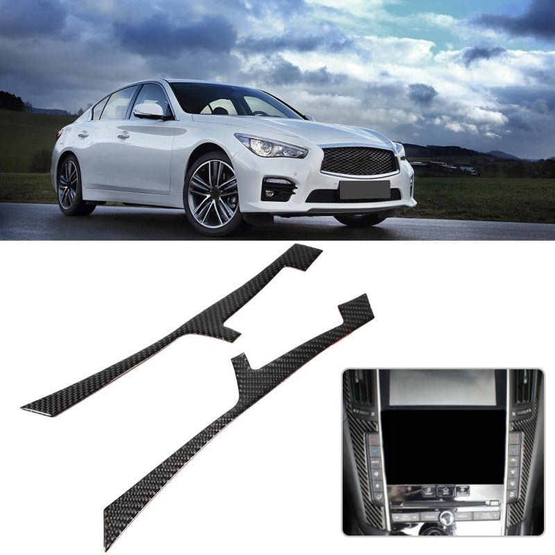 Carbon Fiber Interior Trim: High-Quality Lightweight Durable Carbon Fiber Plastic, Scratch-Resistant Dustproof - Fashionable Luxury Design Center Control Cover for Infiniti Q50 Q60 2013 2014 2016 2017 - Image 5