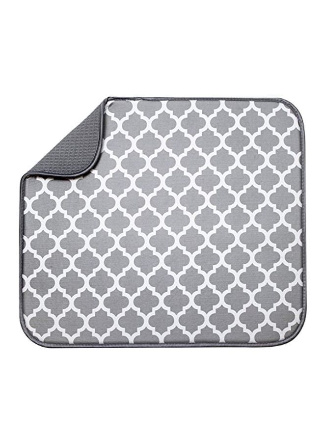 Y&D Microfiber Dish Drying Mat Grey/White 16x18inch - Image 1