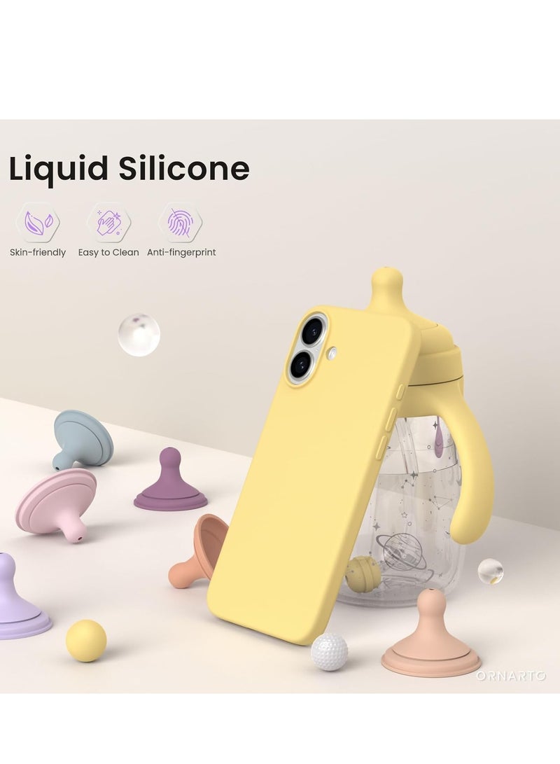 ELTRAZONE Case Compatible with iPhone 16 Plus – Liquid Soft Silicone Shockproof Cover with Microfiber Lining – Full Body Protection & Camera Guard – 6.7-inch (Yellow, iP 16 Plus) - Image 4