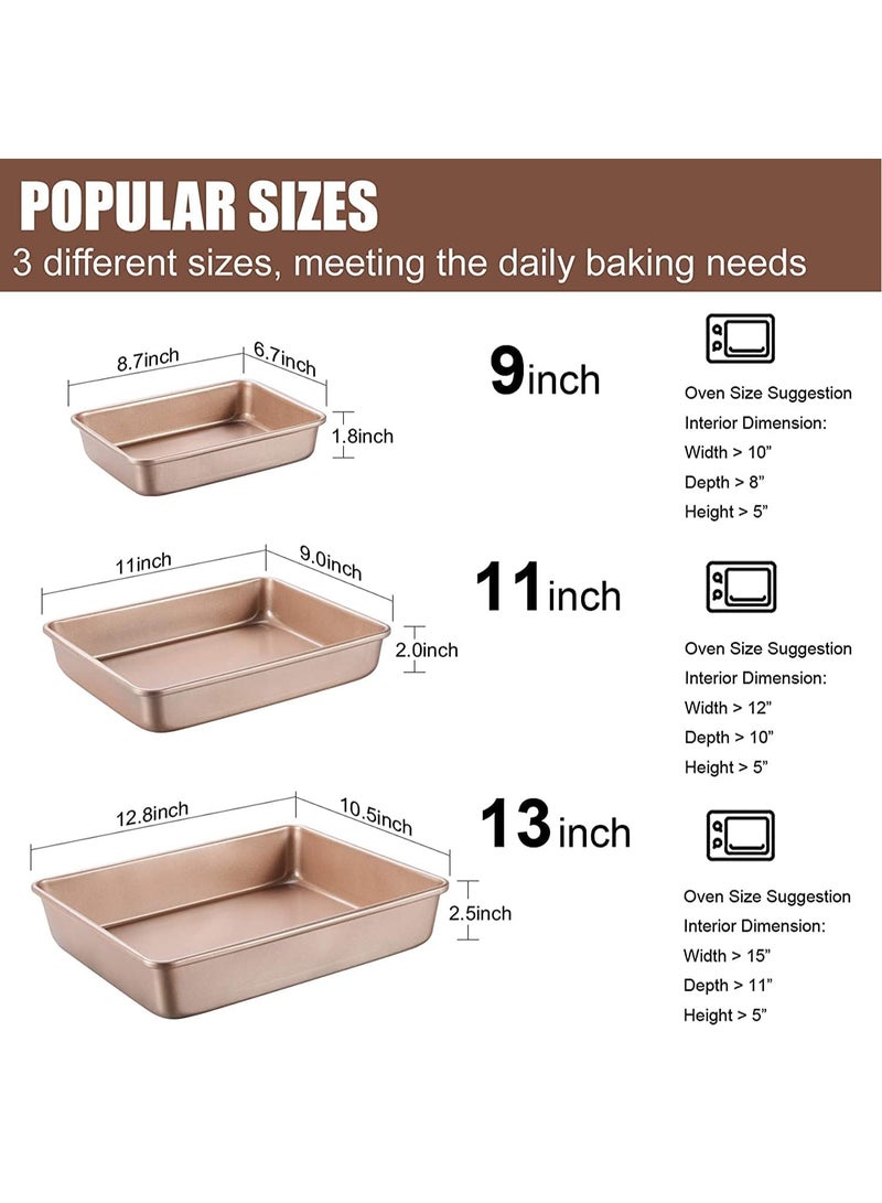 Deep Baking Pans Sets Nonstick Baking Sheets for Oven Bakeware Rectangular Cake Pan Set 3 Piece Cake Mold - Image 5