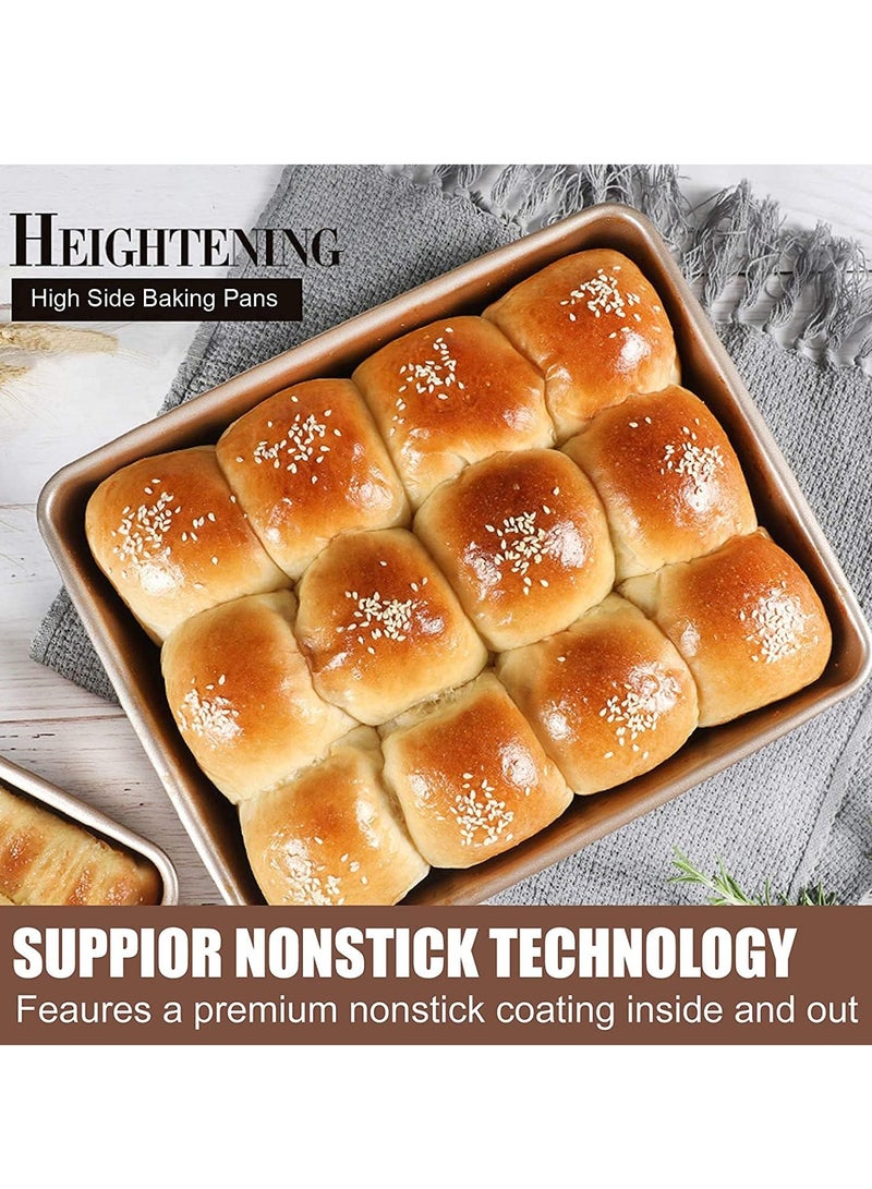 Deep Baking Pans Sets Nonstick Baking Sheets for Oven Bakeware Rectangular Cake Pan Set 3 Piece Cake Mold - Image 4