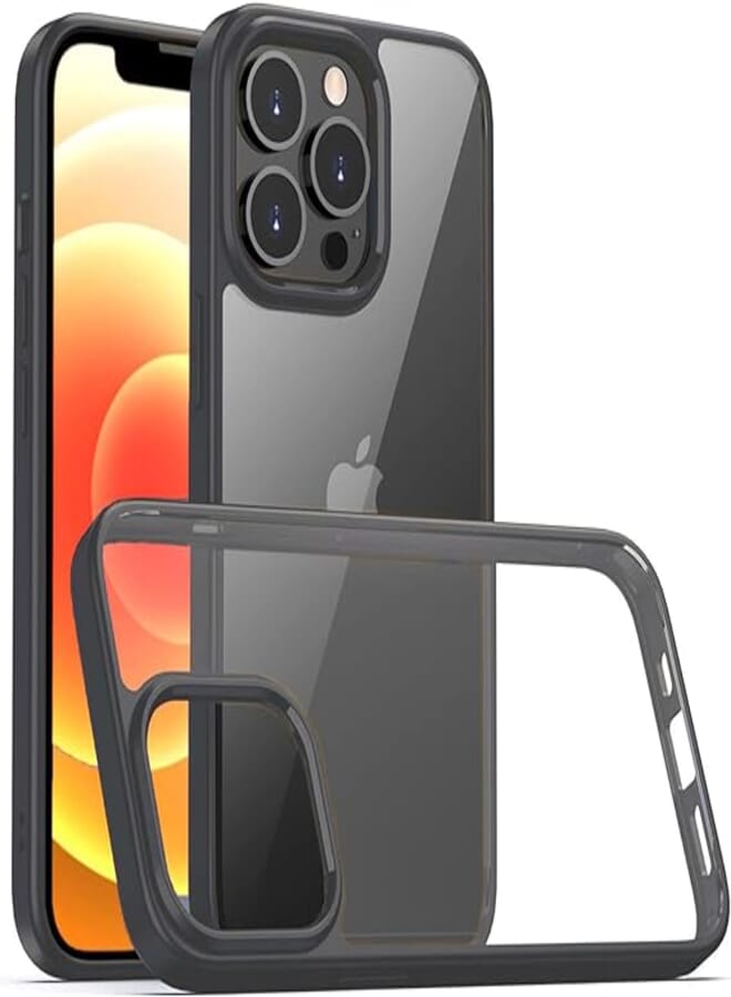 Magic Mask Clear Case Compatible With Iphone 15 / Iphone 15 Pro /15 Pro Max Cover Shockproof Hard PC +Soft Silicone Frame [Not Yellowing] Transparent Protective Slim (Grey, Iphone 15 Pro) 
