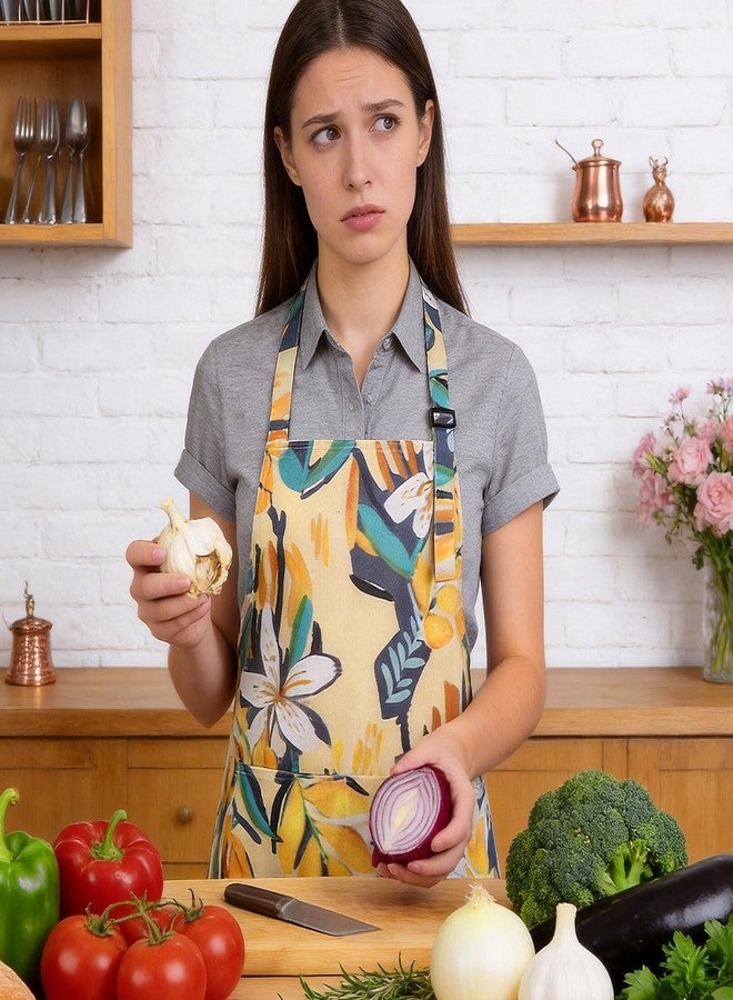 XLSXEXCL مريلة XLSXEXCL مزينة بالزهور للنساء مع جيوب، قابلة للتعديل، مناسبة للمطبخ والطبخ والبستنة وتقديم الطعام والضيافة في صالونات التجميل - Image 5