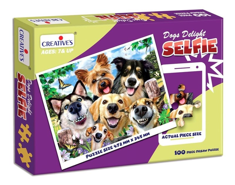 Creative's Dog Delight Selfie | Animal Puzzles | Jigsaw Puzzles for Kids | Eye-Hand Coordination Puzzles | 100 Pieces Puzzles | Ages 7 & Up - Image 1