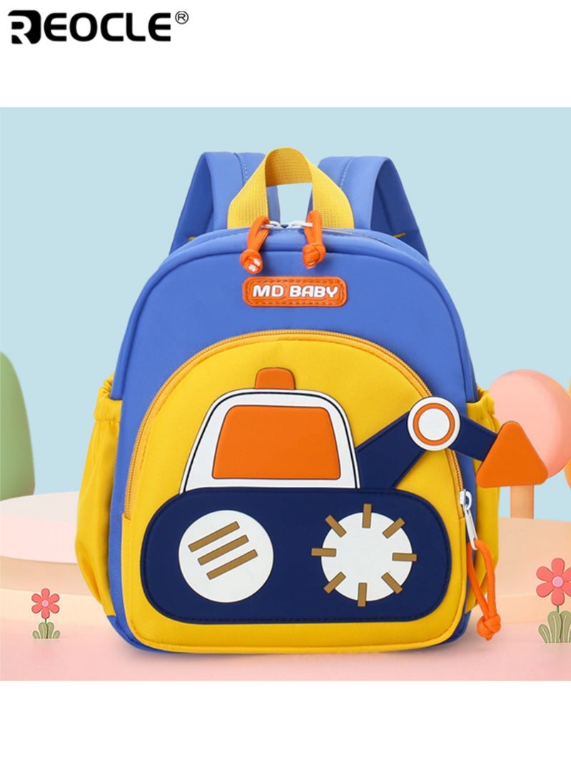 REOCLE Toddler Kids Backpack with Cartoon Excavator Design Preschool Bag with Adjustable Straps & Multiple Pockets Lightweight Durable Schoolbag for Boys Girls - Image 1