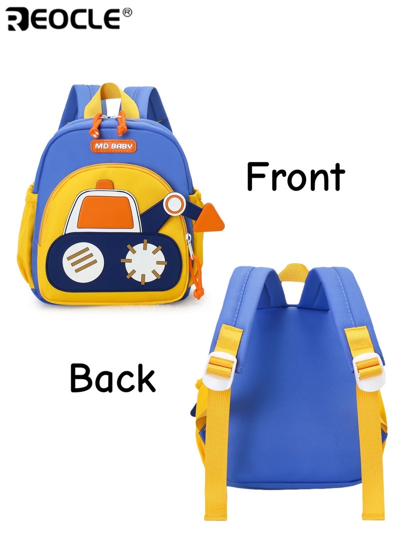REOCLE Toddler Kids Backpack with Cartoon Excavator Design Preschool Bag with Adjustable Straps & Multiple Pockets Lightweight Durable Schoolbag for Boys Girls - Image 2