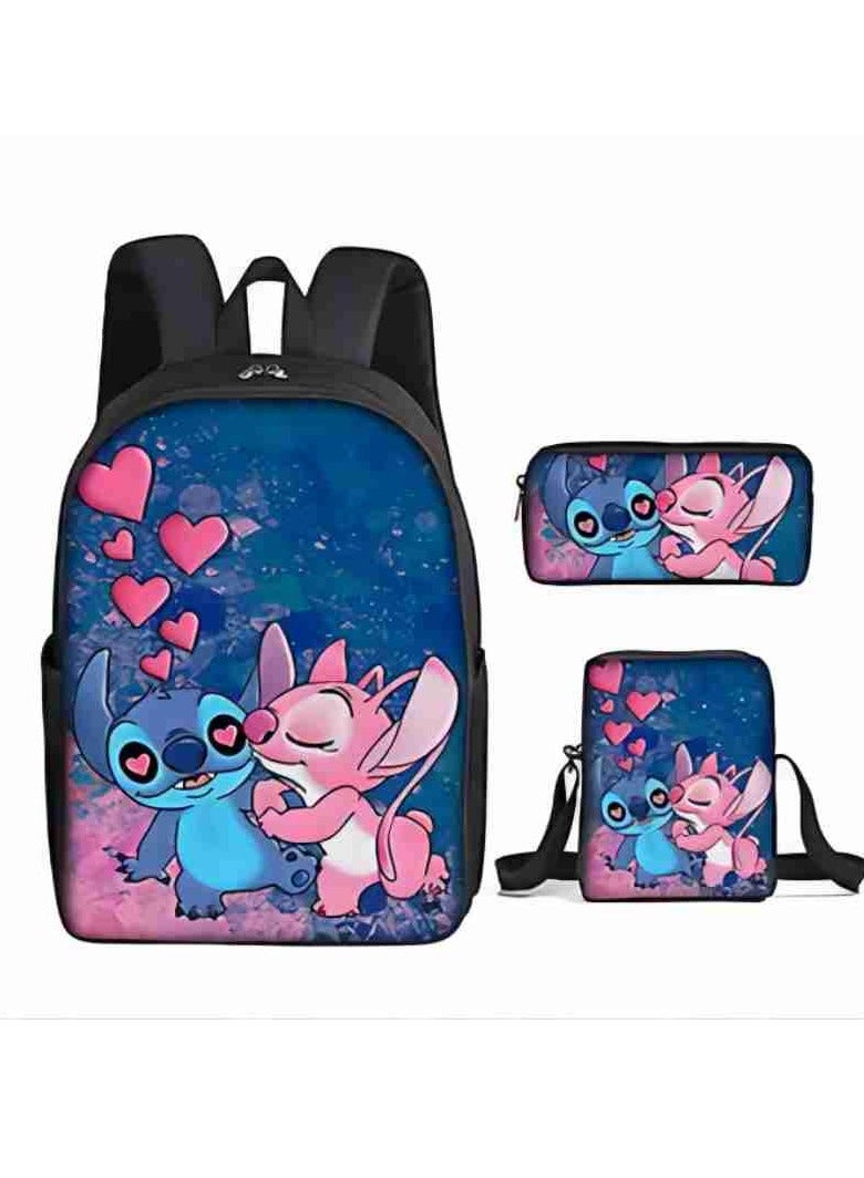 general 3-Piece Cartoon Stitch 3D Print Backpack Set - Image 1