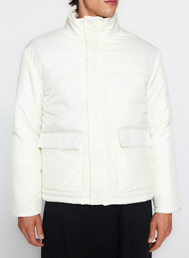 trendyol Ecru Puffer Winter Jacket - Regular Fit, with Pockets - Image 4