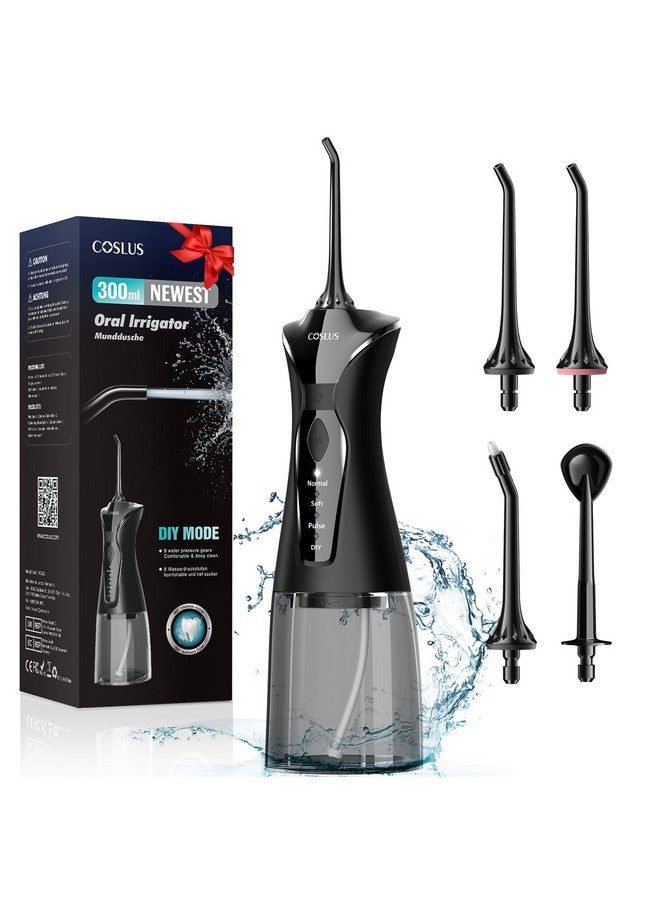 COSLUS Water Dental Flosser Pick For Teeth 4 Modes Cordless Portable 300Ml Larger Tank Water Teeth Cleaner Ipx7 Waterproof Oral Irrigator Professional Flossing Cleaning Picks For Home Travel Fc5360 - Image 1