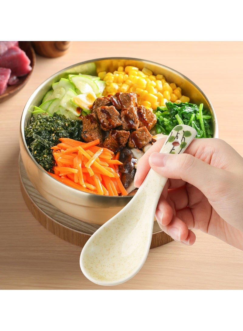 SYOSI Asian Soup Spoon Retro Soup Spoons Flatware Chinese Serving Spoons for Asian Dishes Like Rice Noodles Soup Pho Appetizers Wonton Noodle Luck Prosperity Gifts for Friends Parents Family 4 PCS - Image 2