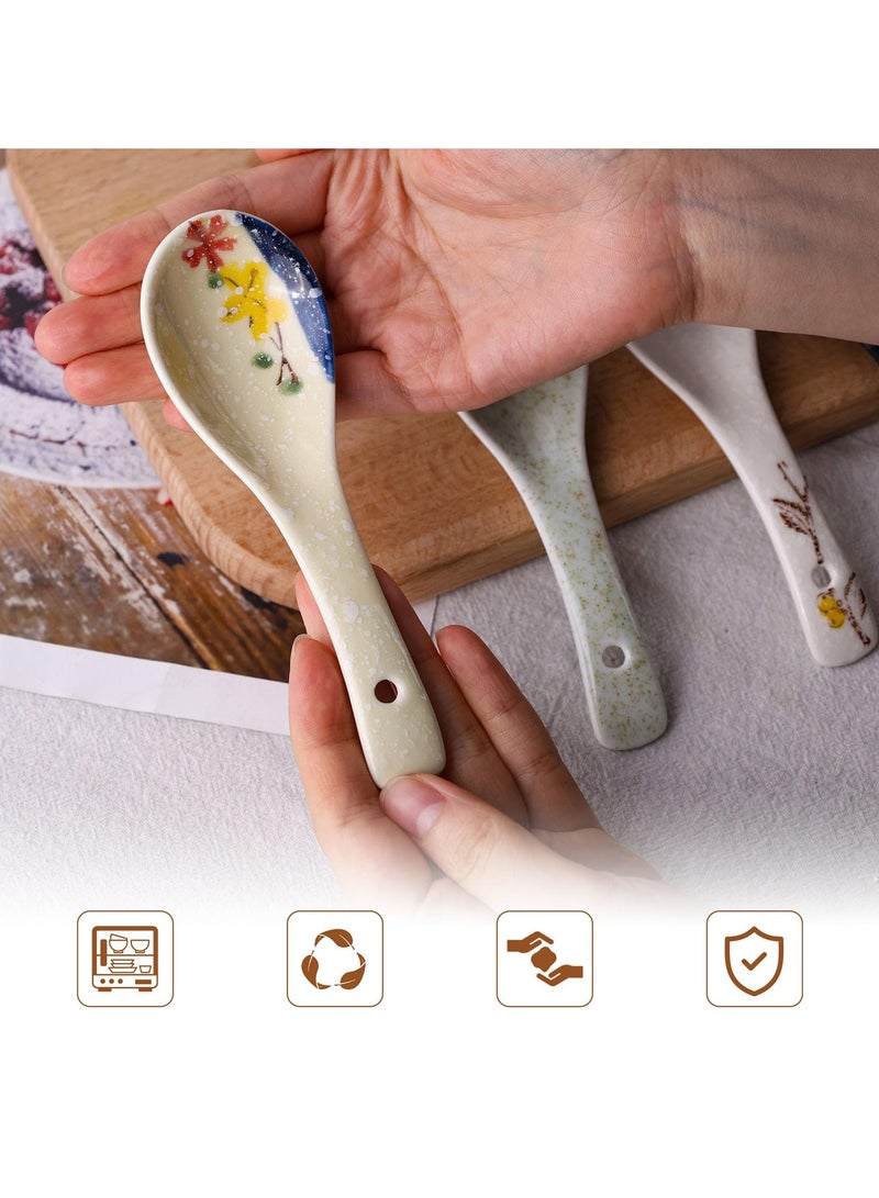 SYOSI Asian Soup Spoon Retro Soup Spoons Flatware Chinese Serving Spoons for Asian Dishes Like Rice Noodles Soup Pho Appetizers Wonton Noodle Luck Prosperity Gifts for Friends Parents Family 4 PCS - Image 5