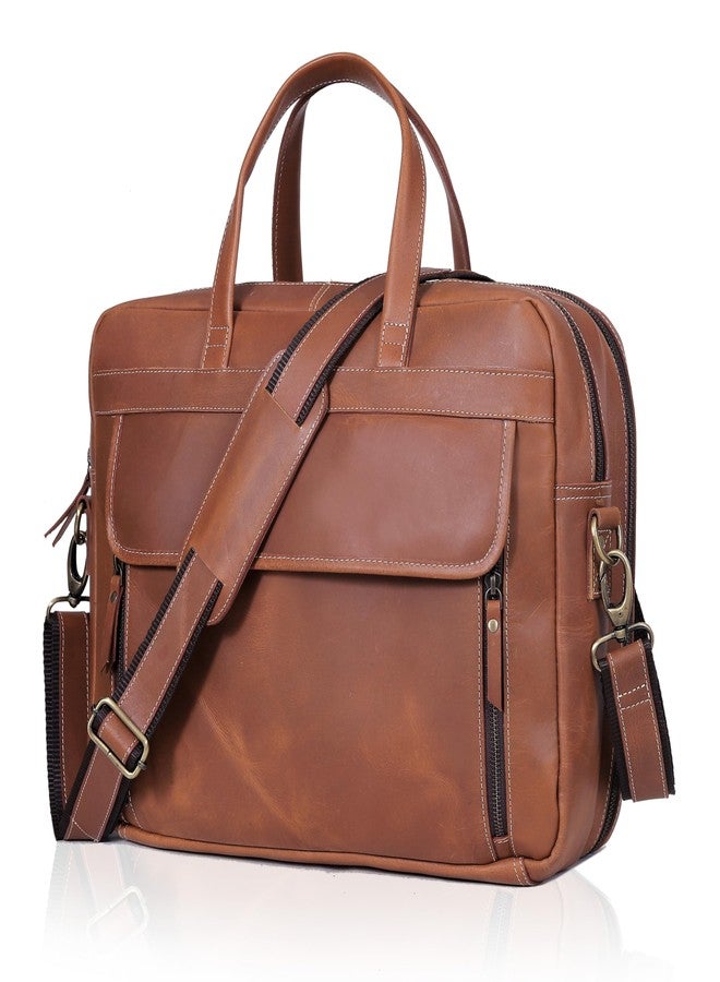 HLC 18 Inch Full Grain italian Leather Briefcase for Men, Top Choice Gifts, Handcrafted Laptop Bag (TAN) (18 inch) - Image 1