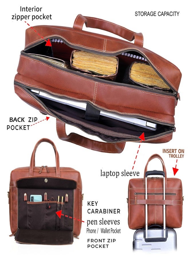 HLC 18 Inch Full Grain italian Leather Briefcase for Men, Top Choice Gifts, Handcrafted Laptop Bag (TAN) (18 inch) - Image 4