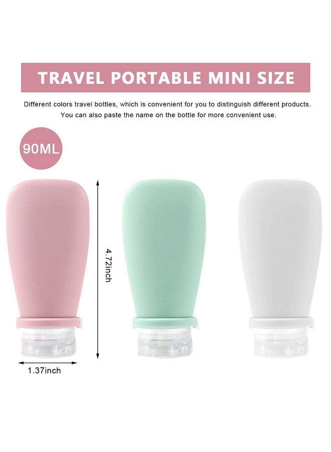 ماي كرييت ® مجموعة زجاجات مستحضرات التجميل للسفر مكونة من 3 قطع، عبوات مستحضرات تجميل من السيليكون بسعة 90 مل مع غطاء مانع للتسرب، زجاجة موزع لوشن الجسم قابلة لإعادة التعبئة للشامبو والبلسم والجل وغسول الجسم - Image 2
