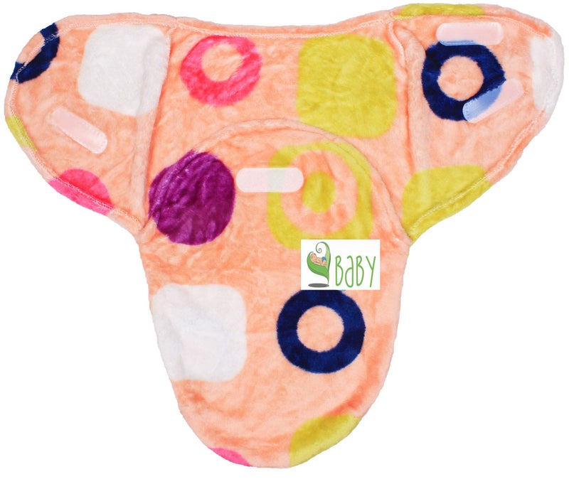 VBaby VBaby Ring Soft Furry Double Side Print Comfortable Swaddle Blanket Adjustable Infant Wrap, Peach Orange, 0-6 Months  - Image 1
