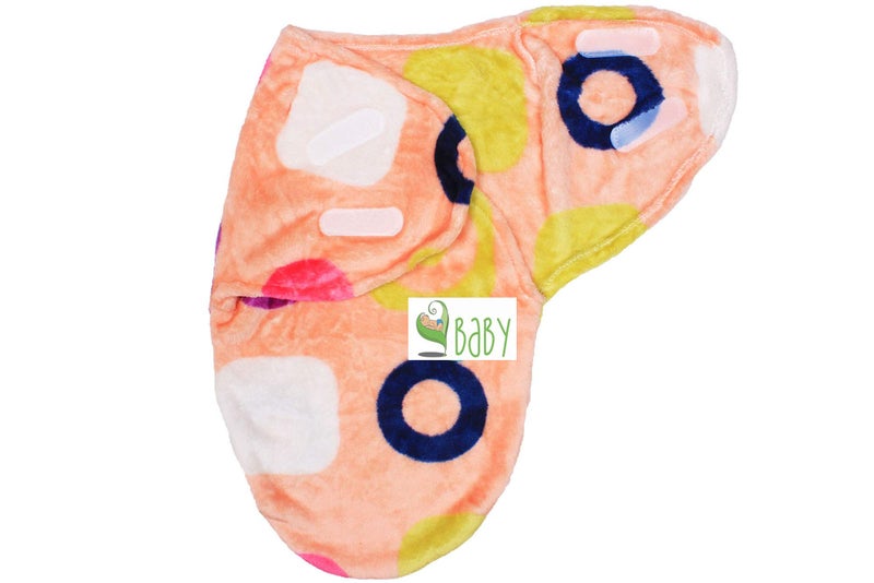 VBaby VBaby Ring Soft Furry Double Side Print Comfortable Swaddle Blanket Adjustable Infant Wrap, Peach Orange, 0-6 Months  - Image 2