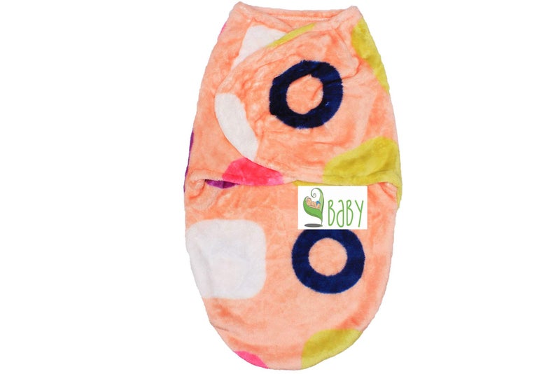 VBaby VBaby Ring Soft Furry Double Side Print Comfortable Swaddle Blanket Adjustable Infant Wrap, Peach Orange, 0-6 Months  - Image 3