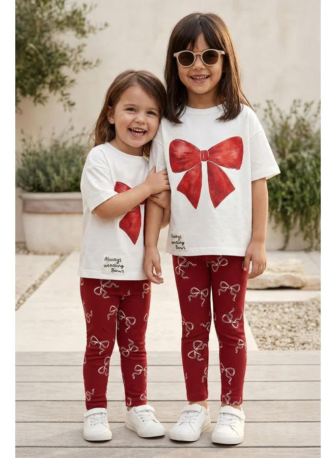 zuzunga Bow-Printed Girls' Leggings Set – Chic Design with Bow Pattern.