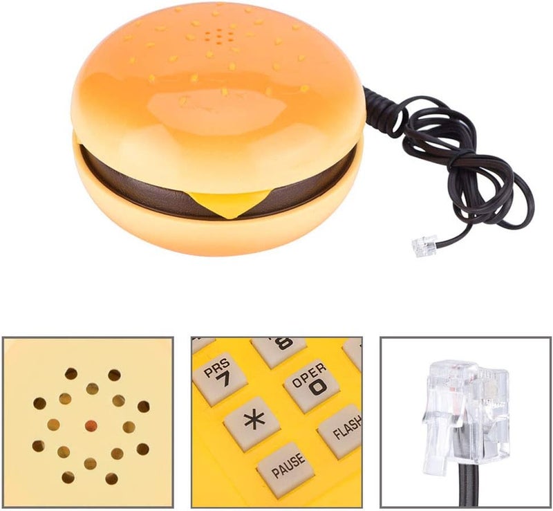 klarako Wired Landline Phone, Hamburger Telephone Novelty Emulational Lovely Cute Cartoon Creative Desktop Phone Corded Phone for Home,Office,Deco with Flash,Re dial,Voice Frequency Dialing - Image 5