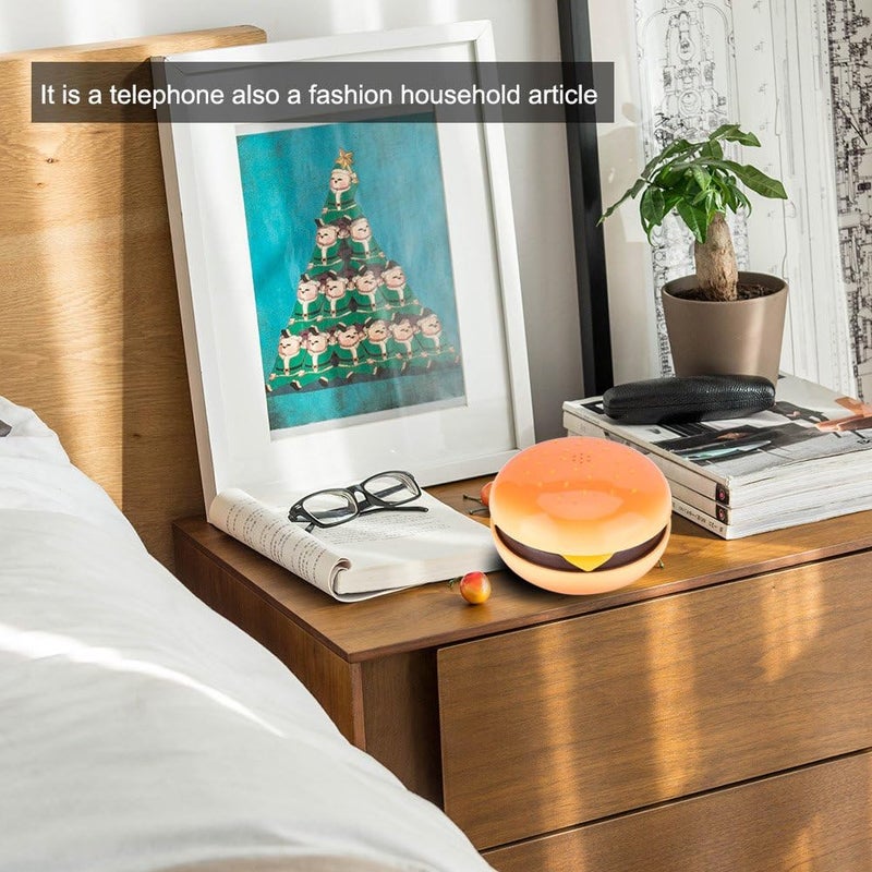 klarako Wired Landline Phone, Hamburger Telephone Novelty Emulational Lovely Cute Cartoon Creative Desktop Phone Corded Phone for Home,Office,Deco with Flash,Re dial,Voice Frequency Dialing - Image 3