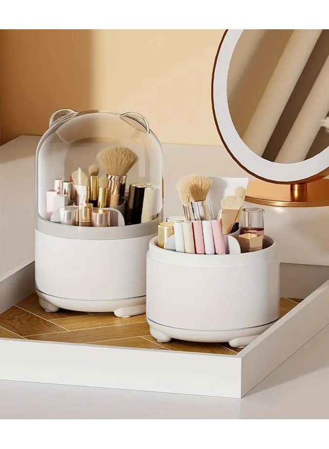 ORiTi Bear Designed Makeup Brush Holder with Dustproof Cover Rotating Organizer for Vanity Bathroom and Countertop Clear cover for easy Storage and access - Image 4