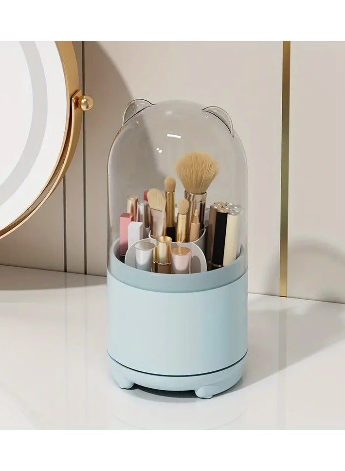 ORiTi Bear Designed Makeup Brush Holder with Dustproof Cover Rotating Organizer for Vanity Bathroom and Countertop Clear cover for easy Storage and access - Image 1