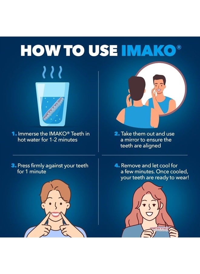 Imako Premium Cosmetic Teeth - 2 Pack - Small, Natural White - Upper Veneers - Custom Fit at Home, DIY Smile Makeover, Made in USA - Image 5