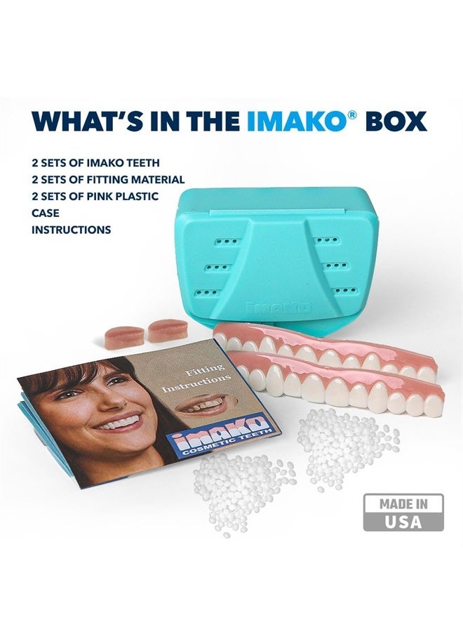 Imako Premium Cosmetic Teeth - 2 Pack - Small, Natural White - Upper Veneers - Custom Fit at Home, DIY Smile Makeover, Made in USA - Image 2