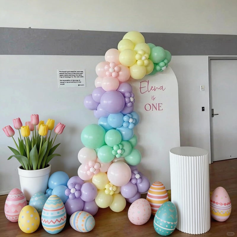 Vibzox 2nd Birthday Decoration for Girls,Easter Pastel Rainbow 2nd Balloon Number 2 Balloon Butterfly Stickers Star Heart Foil Balloons Banner for Baby 2 Year Old Party Decor - Image 4