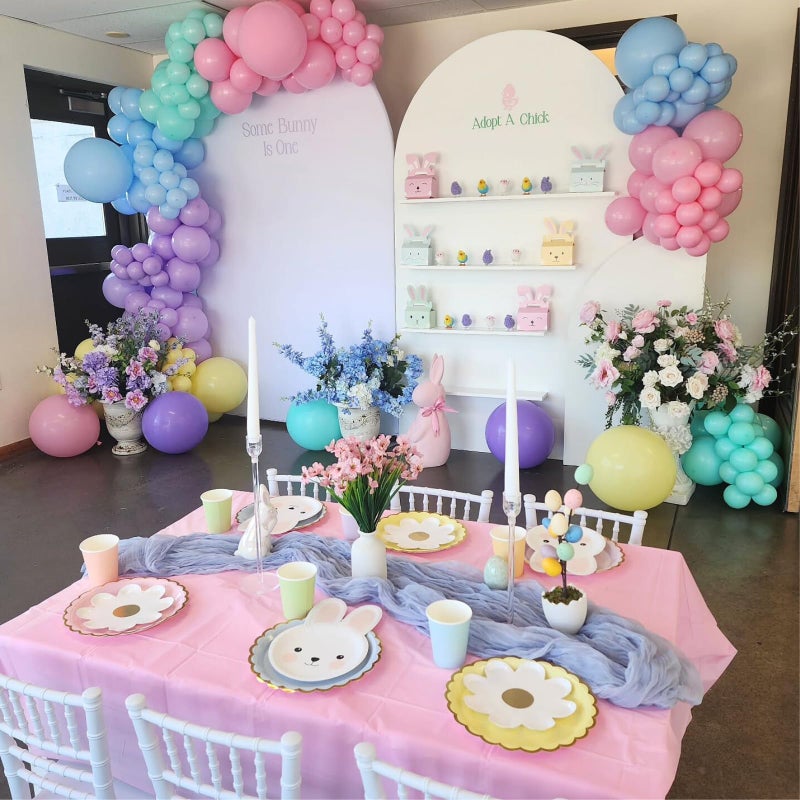 Vibzox 2nd Birthday Decoration for Girls,Easter Pastel Rainbow 2nd Balloon Number 2 Balloon Butterfly Stickers Star Heart Foil Balloons Banner for Baby 2 Year Old Party Decor - Image 3
