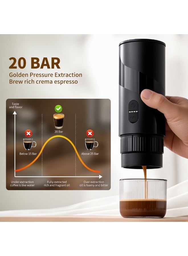 صانع إسبرسو محمول مع حقيبة سفر 20 بار ماكينة قهوة لاسلكية في الهواء الطلق ساخن بارد آلة قهوة هدية سيارة سفر سفر التخييم نزهة مقهى كافيتيرا - Image 1