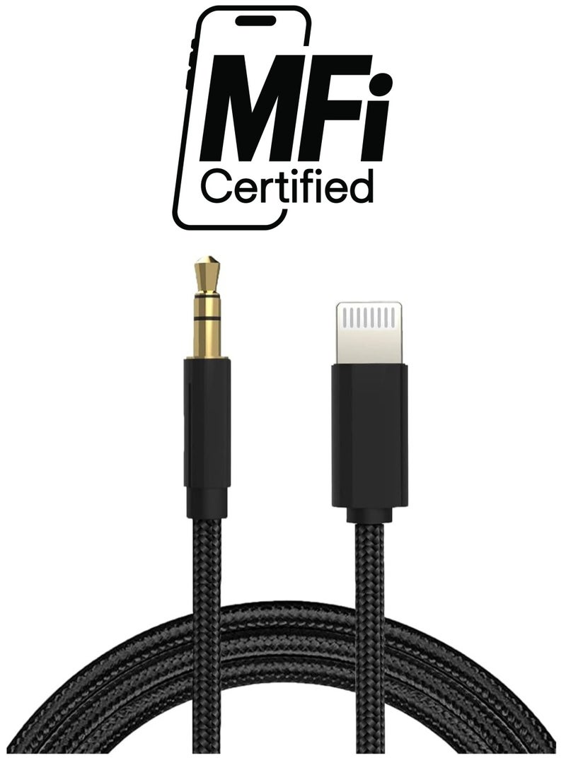 Wave - Lightning Port To 3.5 mm Aux Cable Black - Image 1