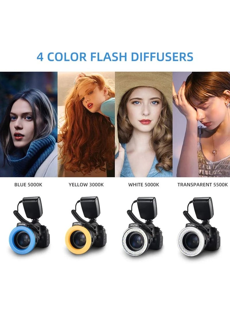 Macro Led Ring Flash Light with 48leds, Emiral - Camera light, LCD Display, Camera lighting, Adapter Rings and Flash Diffuser for Nikon Canon and Other DSLR Cameras (8 adapters)  - Image 5